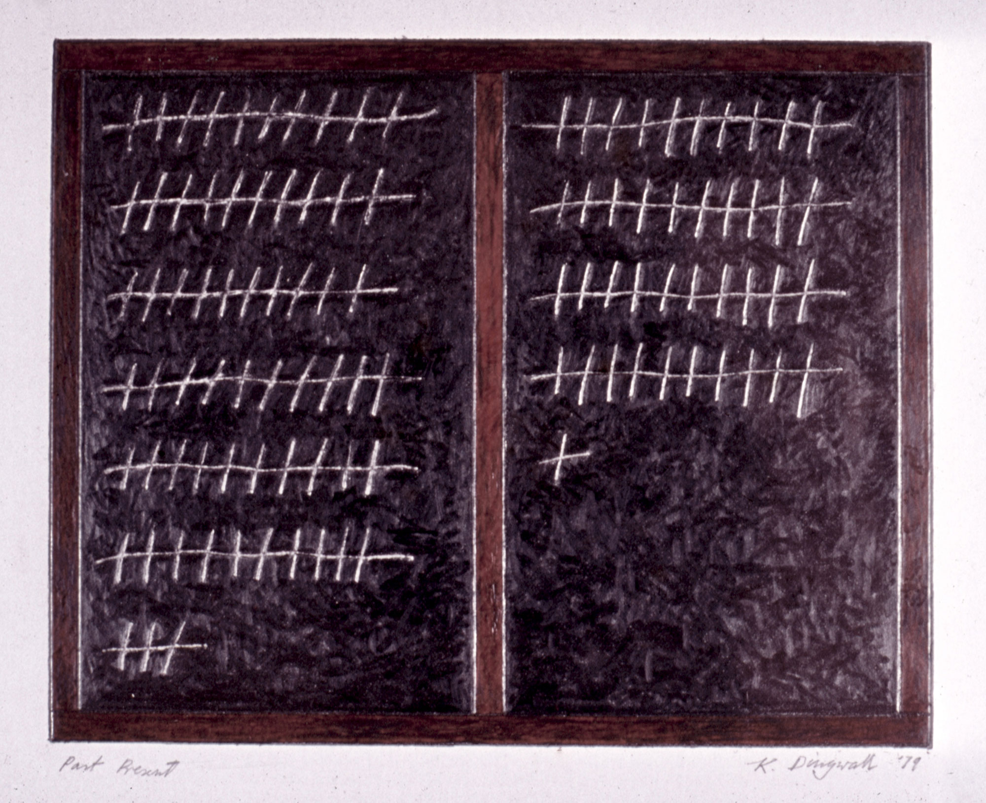 Kenneth Dingwall, Past Present, 1979, graphite and acrylic on paper, 19cm x 24cm