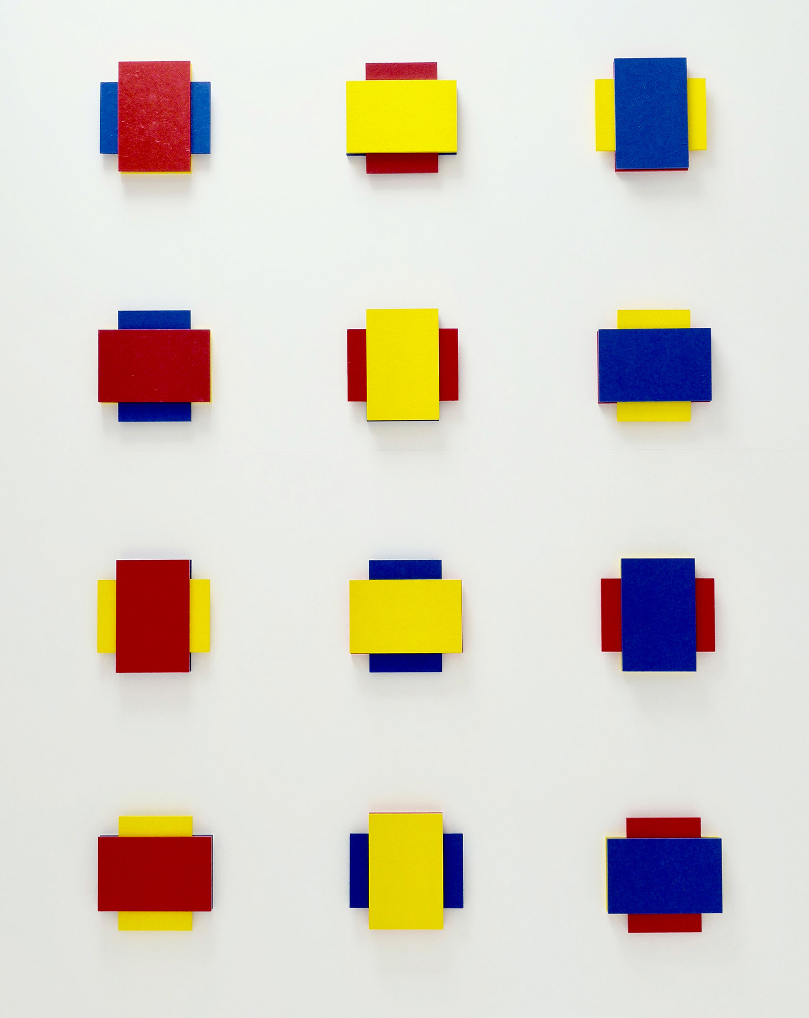Kenneth Dingwall, RYB II, 2008, acrylic on wood, 12 parts each 20cm x 20cm x 3cm