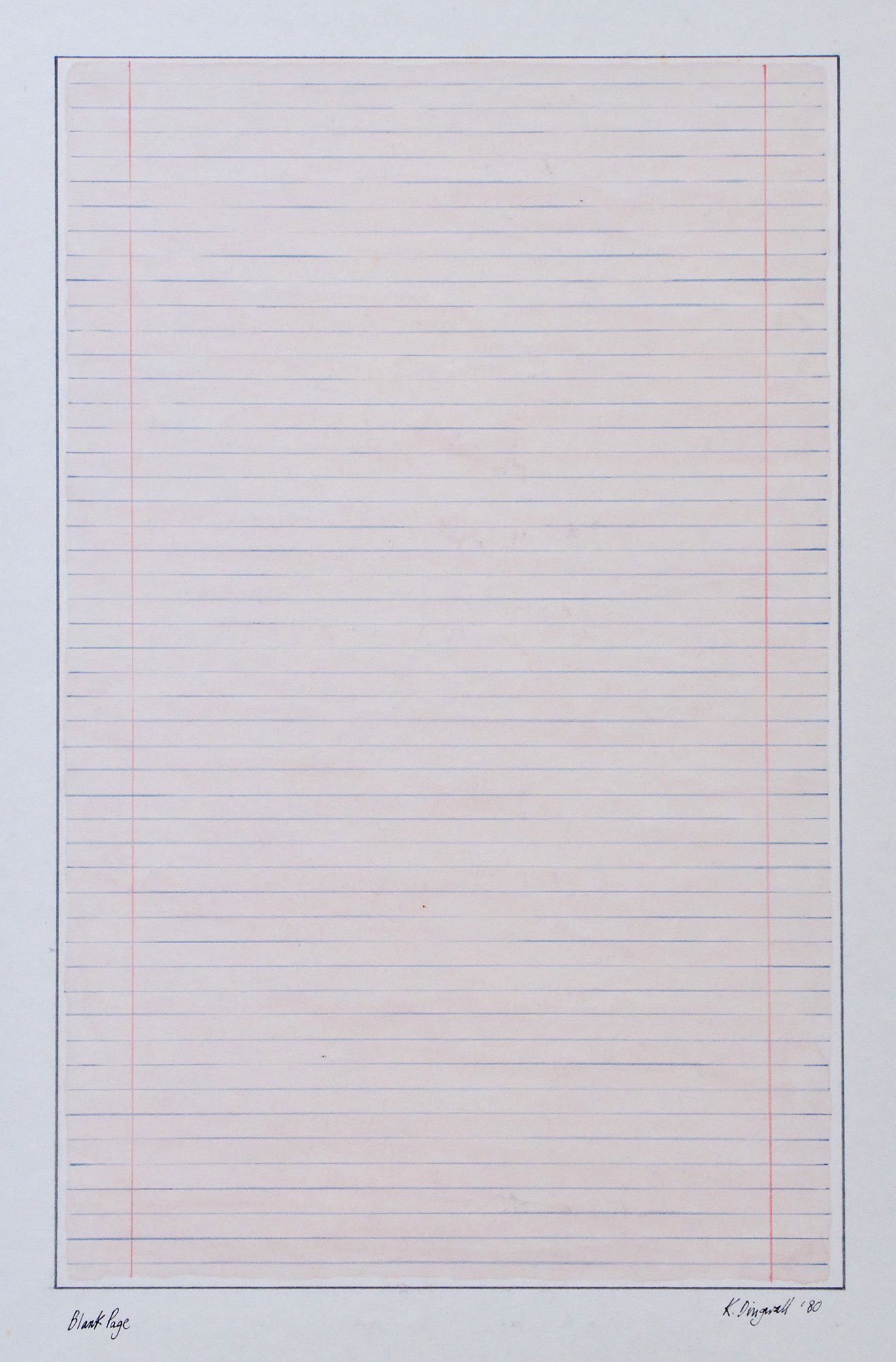 Kenneth Dingwall, Blank Page, 1980, gouache and wax pencil on card, 32cm x 20cm