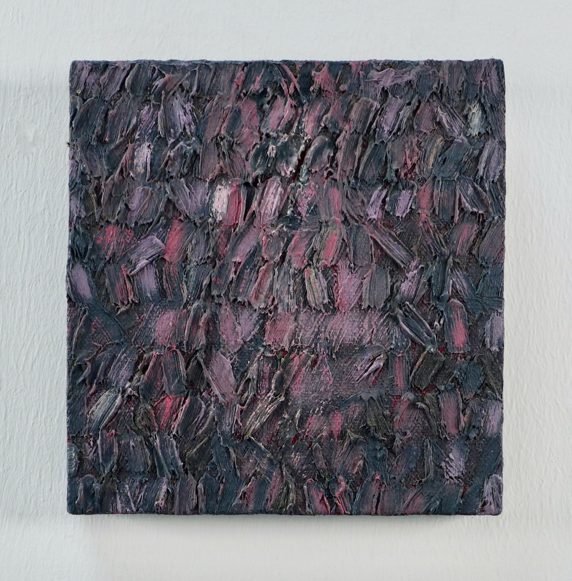 Kenneth Dingwall, Quiet Front, 1980, oil and wax on wood, 13.5cm x 13.5cm